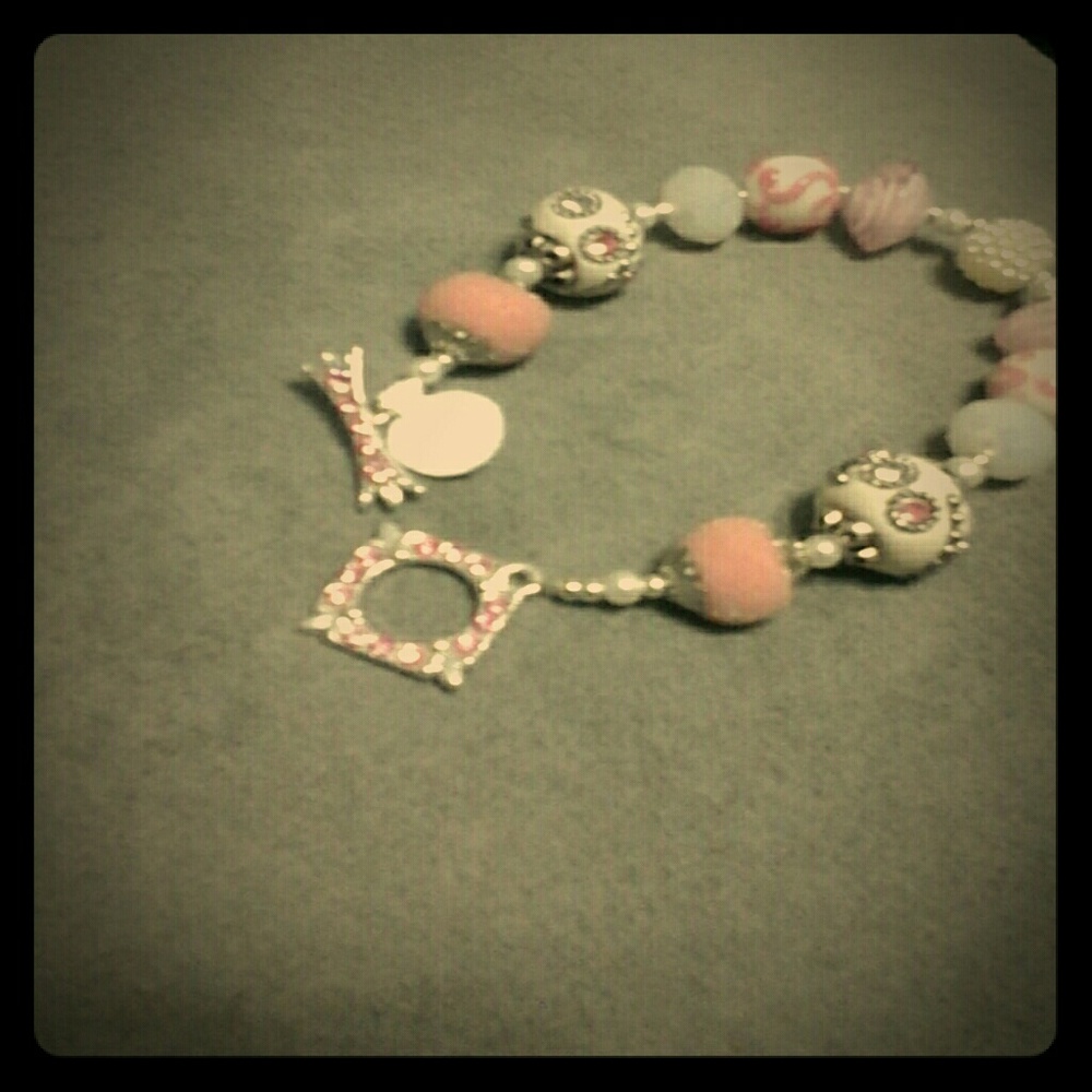 Ladies Bracelet  Pink & Pearls